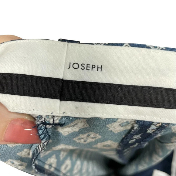 JOSEPH Ben Matt Silk Cravate Blue Diamond Print Silk Trouser Pants Size 42 US 10 - Picture 9 of 10